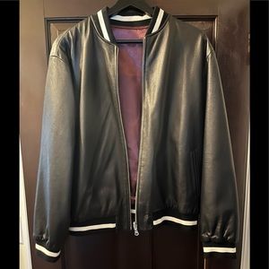 Kenneth Cole Reversible Leather Bomber Jacket